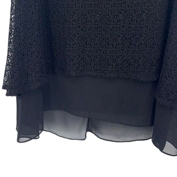 Tahari Arthur S. Levine Womens V-Neck Cold-Shoulder Lace Overlay Susan Dress Bla - Picture 6 of 11